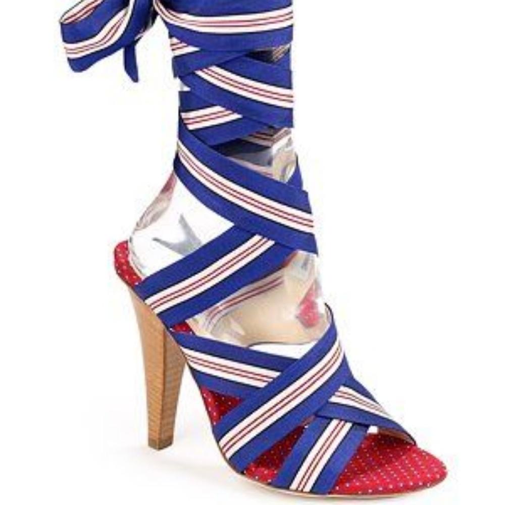 Moschino Runway Grosgrain Ribbon Ankle Tie Sandal - Picture 3 of 5